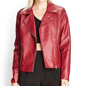 Woman’s faux fur leather biker jacket